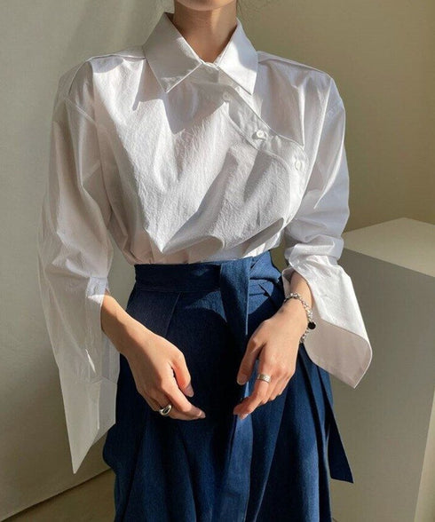 Asymmetric Stripe Patchwork Shirt